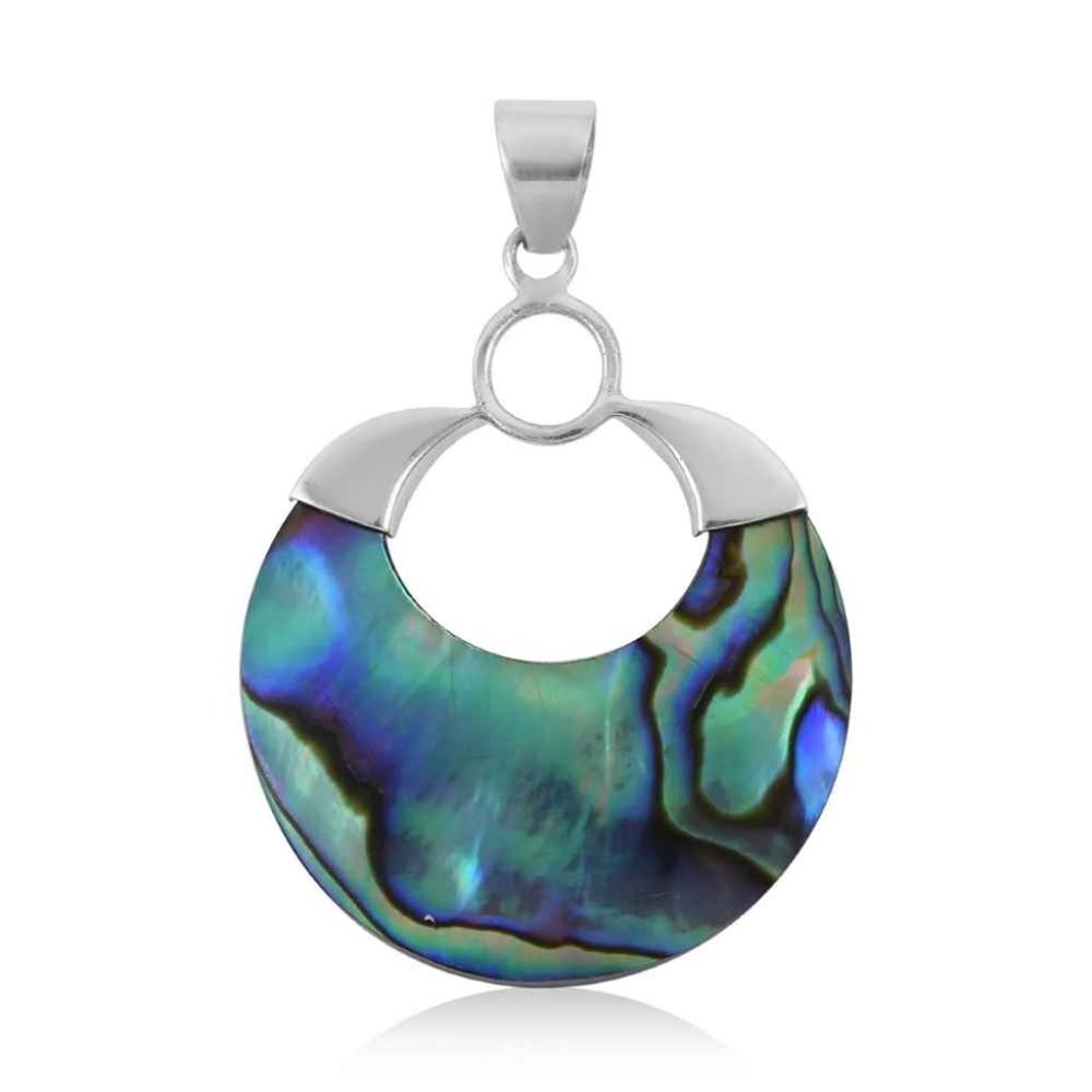 Iridescent Abalone and Silver Pendant Necklace